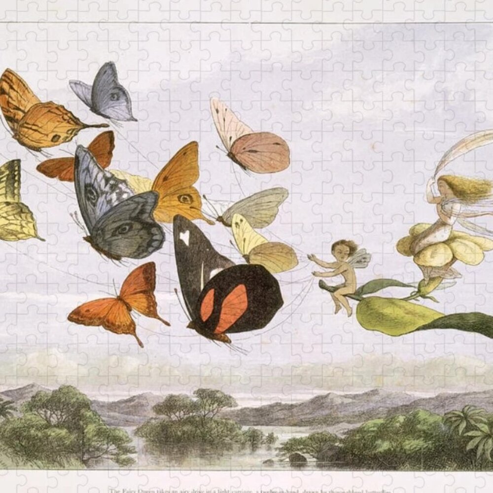 The Fairy Queen Takes an Airy Drive Wooden Puzzle 180pc A3 Richard Doyle Art